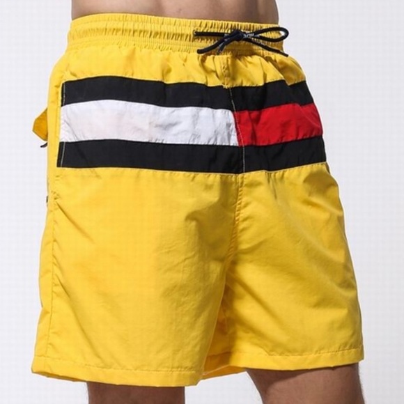 yellow tommy hilfiger swim trunks
